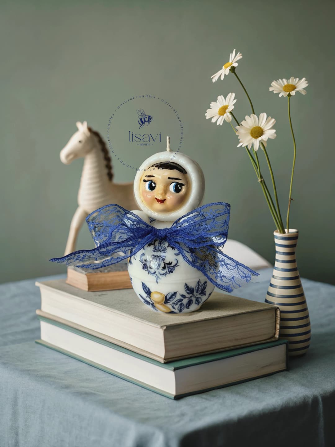 Свеча "Неваляшка" - Индиго Без аромата