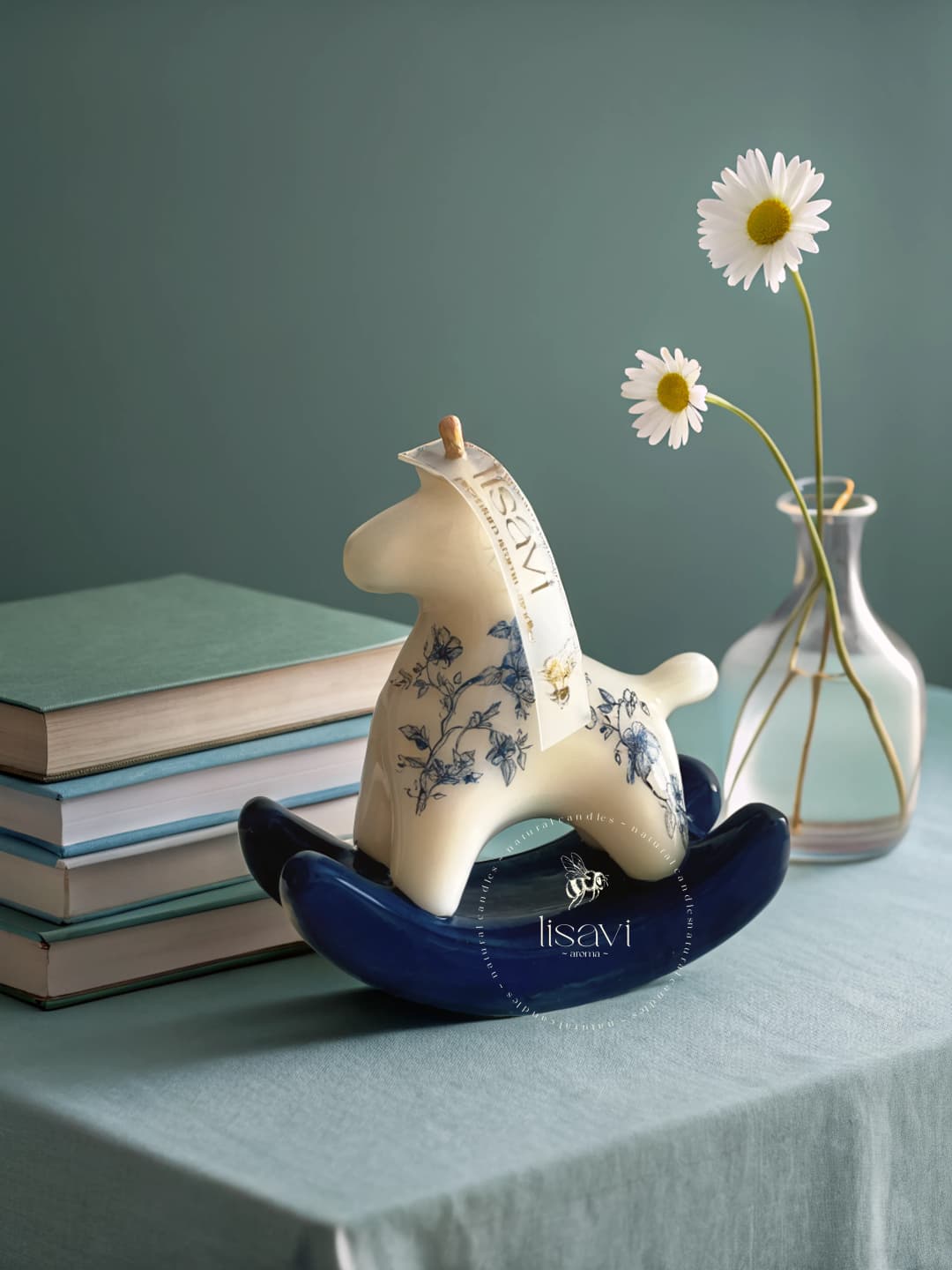 Свеча "Лошадка-качалка" - Индиго Без аромата